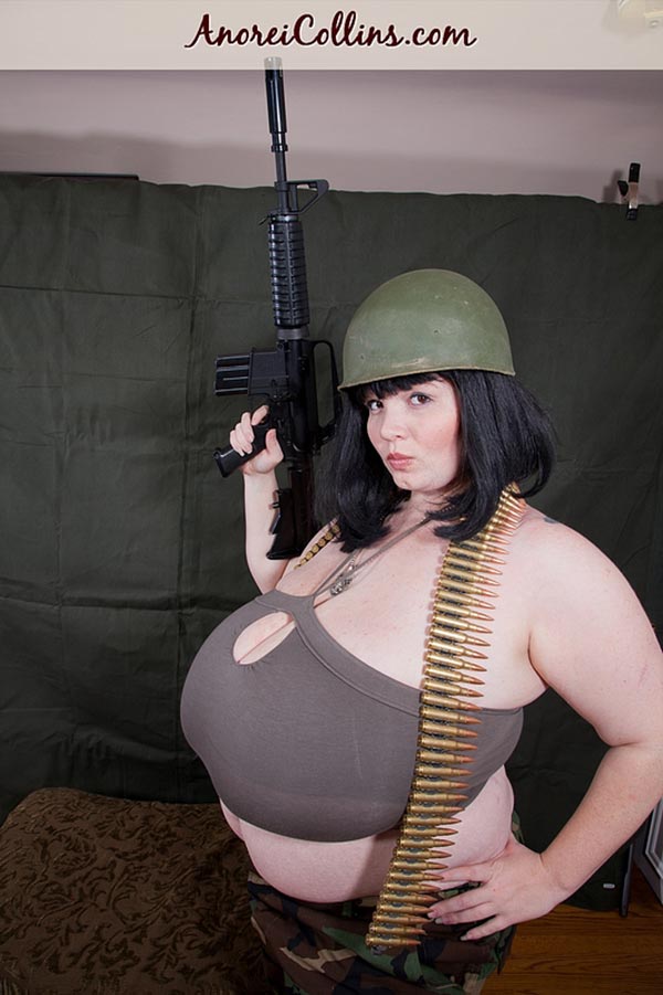 Army Fat Woman Anorei Collins Playing With Her Massive